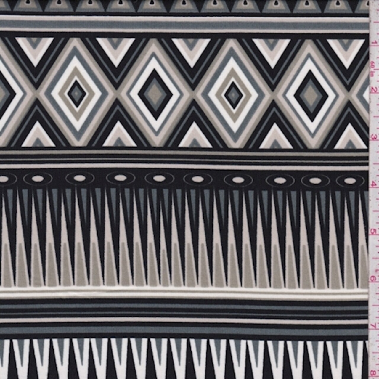 ITY Black/Sage/White Tribal Stripe Jersey Knit Fabric By the Yard